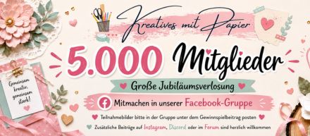 Facebook Kreatives mit Papier 5000 Mitglieder Verlosung