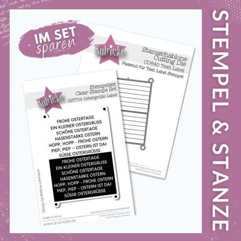 Kulricke Stempelset "Oster Label" +  Stanzschablone "Text Label"