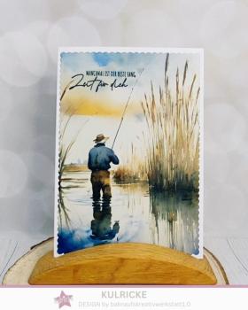 Preview: Kulricke Stempel "Anglerglück Schrift" Clear Stamp