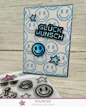 Preview: Kulricke Stempel "Pixelparty" 10x10cm Clear Stamp