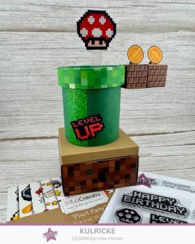 Preview: Kulricke Stempel "Pixelgeburtstag" 10x10cm Clear Stamp