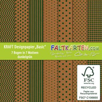 Designpapier - Kraftpapier 12"x12" 220gr "Basic Set" in dunkelgrün