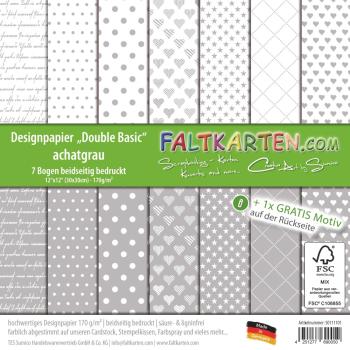 Designpapier 12"x12" beidseitig "Double Basic" in achatgrau