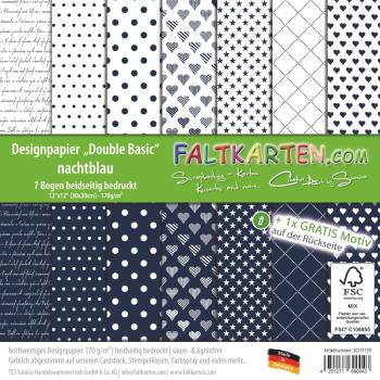 Designpapier 12"x12" beidseitig "Double Basic" in nachtblau