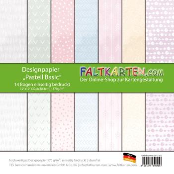 Designpapier 12"x12" 170gr "Pastell Basic" 14 Bogen