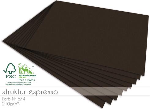 Cardstock - Bastelpapier 210g/m² DIN A4 in struktur espresso