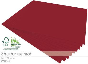 Cardstock - Bastelpapier 220g/m² DIN A4 in struktur weinrot