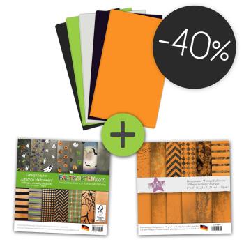 Papier-Bundle "Halloween" Farbkarton-Set + Designpapiere