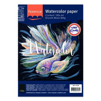 Florence - Aquarellpapier Glatt Schwarz 100 Blätter - Format A4