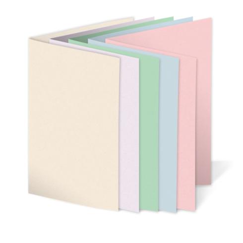 Sortiment "Pastelltöne" 25x Faltkarten in 5 Farben DIN A6 - farbig sortiert