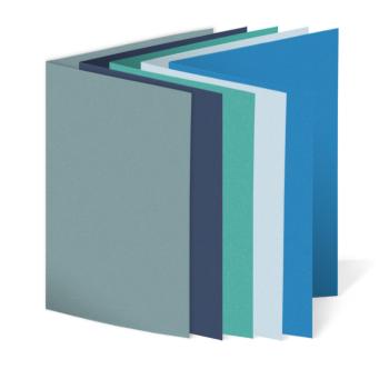 Sortiment "Blautöne" 25x Faltkarten in 5 Farben DIN A6 - farbig sortiert