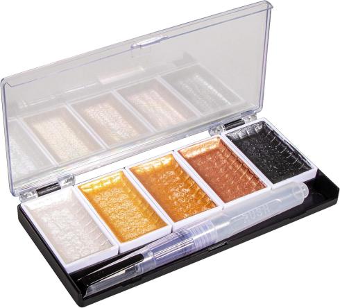 Rayher Watercolour Metallic Gold - 5-Farben-Set inkl. Wassertankpinsel