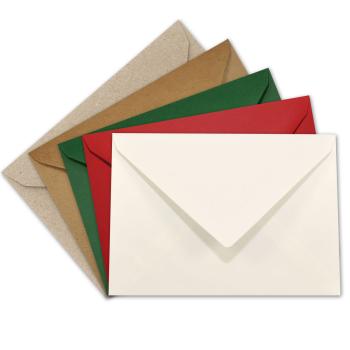 Sortiment "Weihnachten" 25x Briefumschläge in 5 Farben DIN B6 - farbig sortiert