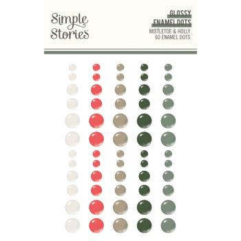 Simple Stories - Enamel Dots "Mistletoe & Holly Glossy" 60 Stück 