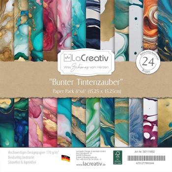 LaCreativ - Designpapier "Bunter Tintenzauber" Paper Pack 6x6" - 24 Bogen