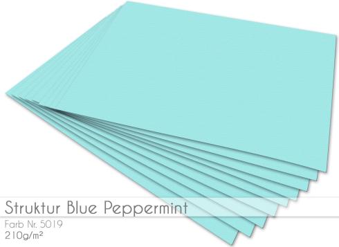 Cardstock - Bastelpapier 210g/m² DIN A4 in struktur blue-peppermint