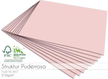 Cardstock - Bastelpapier 210g/m² DIN A4 in struktur puderrosa