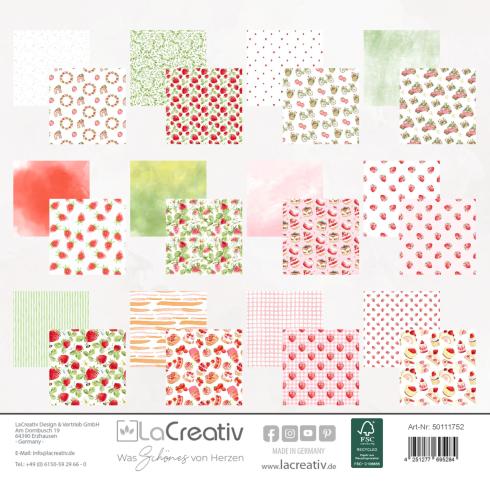 LaCreativ - Designpapier "Erdbeerglück" Paper Pack 6x6" - 24 Bogen