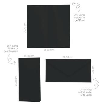 Faltkarte DIN Lang mit Briefumschlag in schwarz
