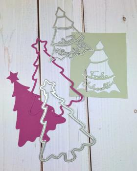 Preview: Kulricke Stanzschablone "Weihnachtsbaum Frohe Weihnachten" Craft Die 