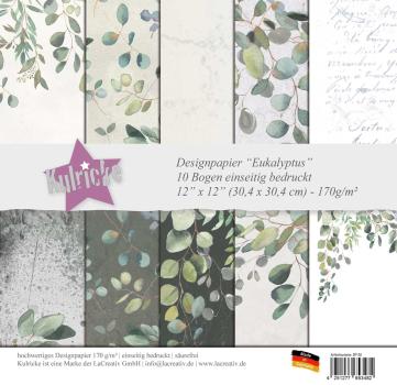 Kulricke Designpapier 12"x12" 170gr "Eukalyptus" 10 Bogen - Paper Pack