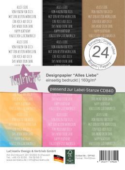 Kulricke Designpapier - "Alles Liebe " Label Papier A7