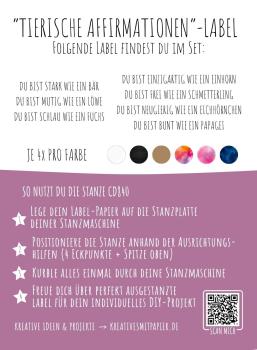 Preview: Kulricke Designpapier - "Tierische Affirmationen" Label Papier A7