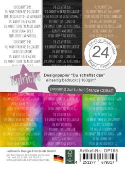 Kulricke Designpapier - "Du schaffst das" Label Papier A7