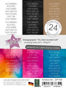 Kulricke Designpapier - "Du bist wundervoll" Label Papier A7