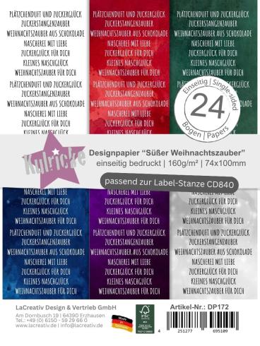 Kulricke Designpapier - "Süßer Weihnachtszauber A7" Label Papier A7