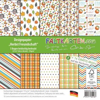 Designpapier "Herbstfreundschaft" 12x12" 5 Bogen beidseitig