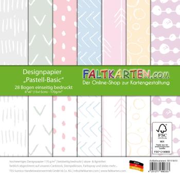 Designpapier "Pastell Basic" 6x6" 28 Bogen einseitig
