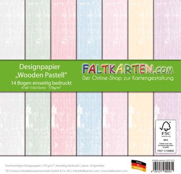 Designpapier "Wooden Pastell" 6" 170g/m²