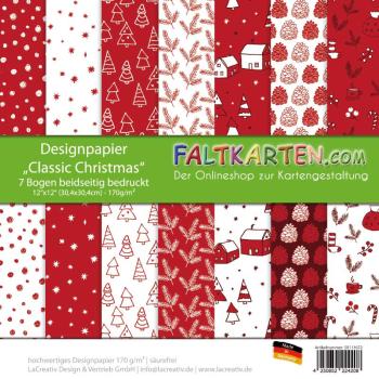Designpapier 12"x12" beidseitig "Classic Christmas" in weihnachtsrot