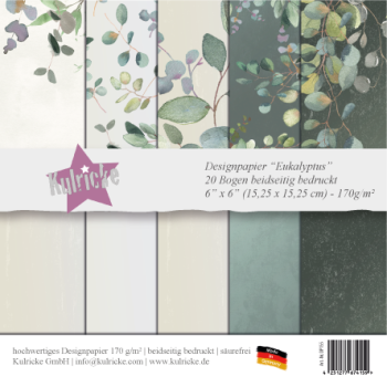Designpapier "Eukalyptus" 6x6" 20 Bogen beidseitig