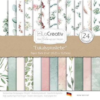 LaCreativ - Designpapier "Eukalyptusliebe" Paper Pack 6x6" - 24 Bogen