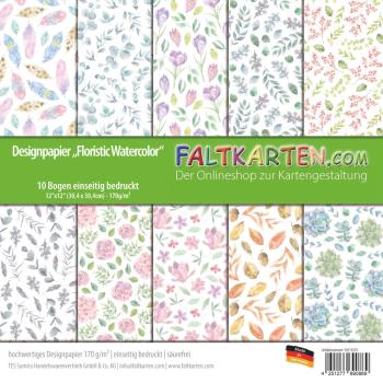 Designpapier 12"x12" 170gr "Floristic Watercolor" 10 Bogen