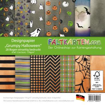 Designpapier 6"x6" 170gr "Grumpy Halloween" 28 Bogen