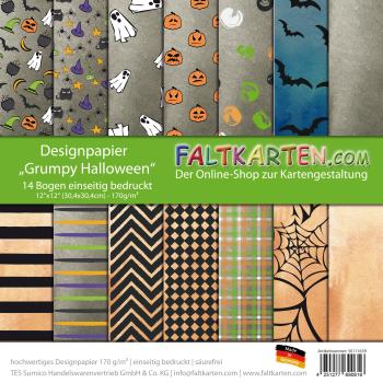 Designpapier 12"x12" 170gr "Grumpy Halloween" 14 Bogen