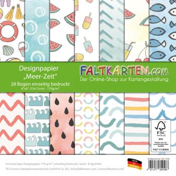 Designpapier 6"x6" 170gr "Meer-Zeit" 28 Bogen