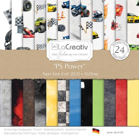 LaCreativ - Designpapier "PS Power" Paper Pack 6x6" - 24 Bogen