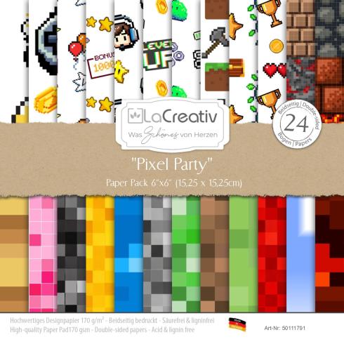 LaCreativ - Designpapier "Pixel Party" Paper Pack 6x6" - 24 Bogen