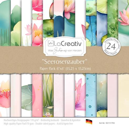 LaCreativ - Designpapier "Seerosenzauber" Paper Pack 6x6" - 24 Bogen