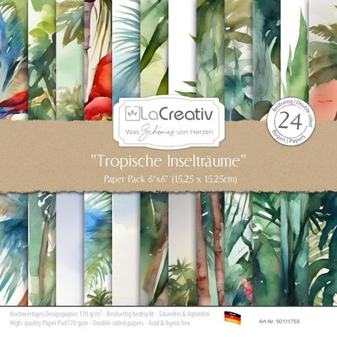 LaCreativ - Designpapier "Tropische Inselträume" Paper Pack 6x6" - 24 Bogen