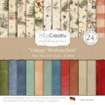 LaCreativ - Designpapier "Vintage Weihnachten" Paper Pack 6x6" - 24 Bogen