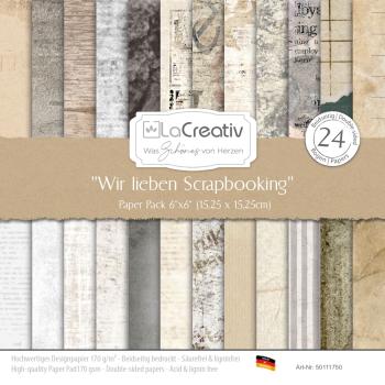 LaCreativ - Designpapier "Wir lieben Scrapbooking" Paper Pack 6x6" - 24 Bogen