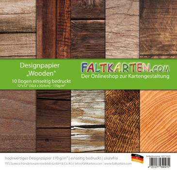 Designpapier 12"x12" 170gr "Wooden" 10 Bogen