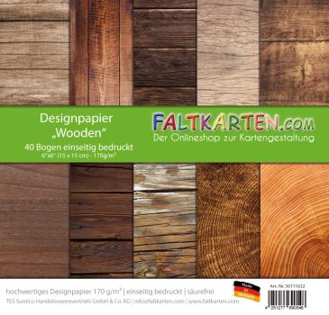 Designpapier 6"x6" 170gr "Wooden" 40 Bogen