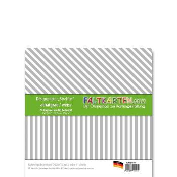 Designpapier "Streifen" 6" 170g/m² achatgrau