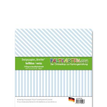 Designpapier "Streifen" 6" 170g/m² hellblau